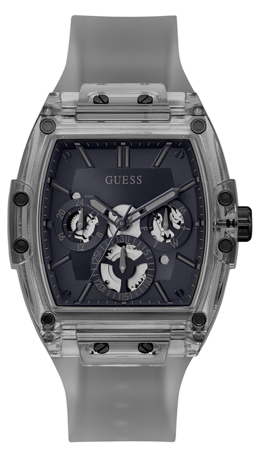 Guess Phoenix Multifunction Black Dial Grey Silicone Strap Watch For Men - GW0203G9