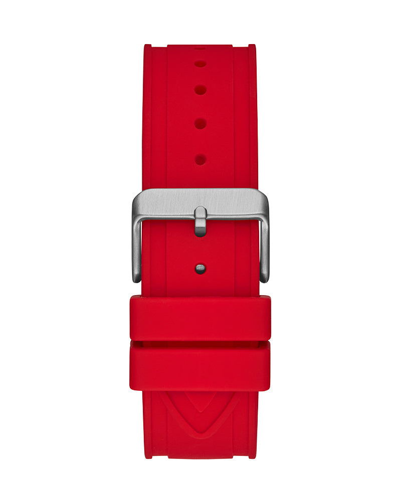 Guess Momentum Black Dial Red Rubber Strap Watch for Men - GW0263G3