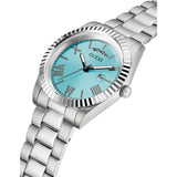 Guess Connoisseur Turquoise Dial Silver Steel Strap Watch for Men - GW0265G11