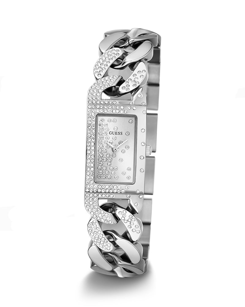 Guess MOD G Diamonds Silver Dial Silver Steel Strap Watch for Women - GW0294L1
