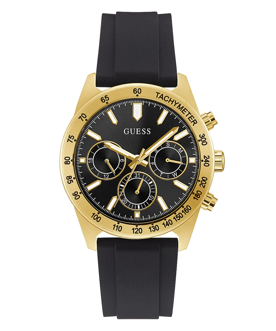 Guess Sport Multifunctional Black Dial Black Rubber Strap Watch for Men - GW0332G2