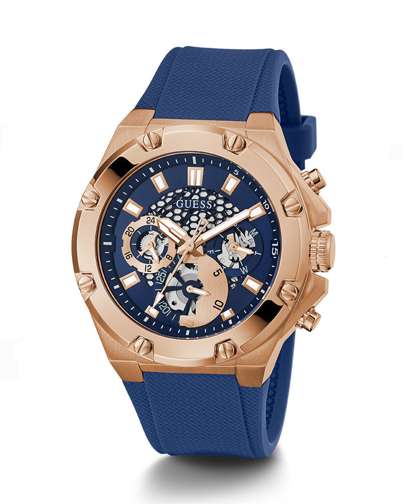 Guess Third Gear Analog Blue Dial Blue Rubber Strap Watch for Men - GW0334G3