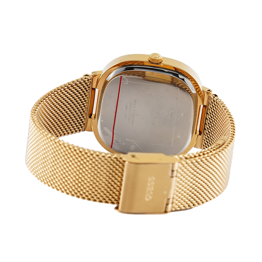 Guess Tapestry Diamonds Gold Dial Gold Mesh Bracelet Watch for Women - GW0354L2