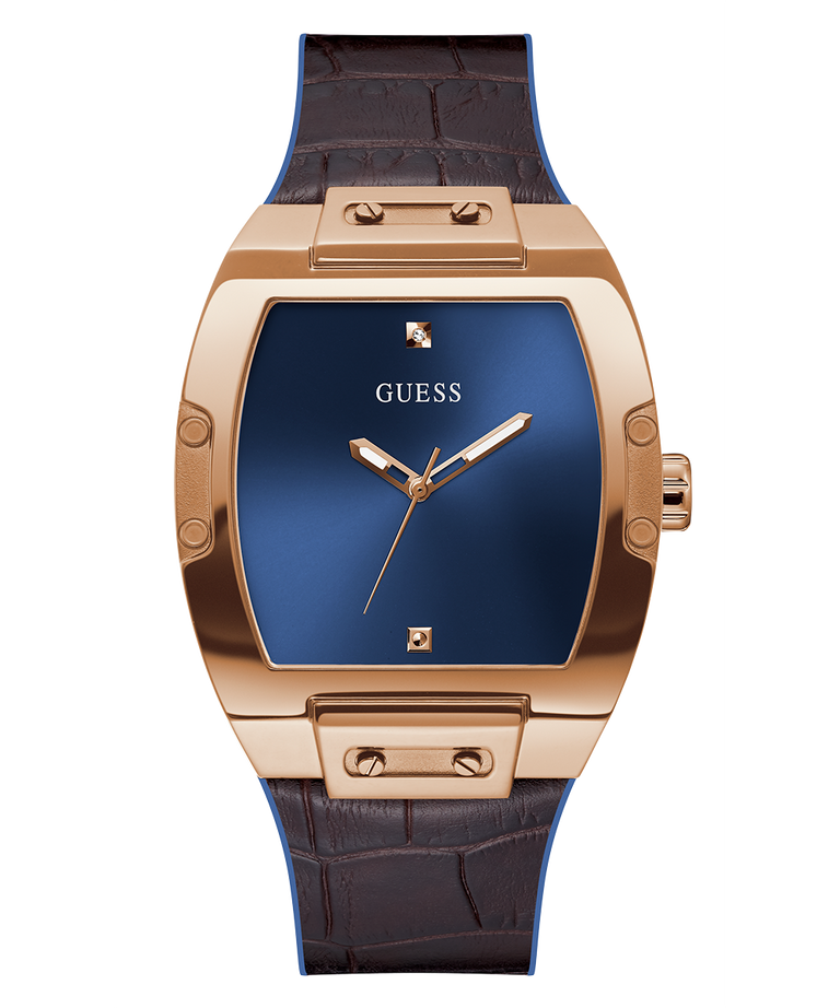 Guess Phoenix Blue Dial Brown Leather Strap Watch for Men - GW0386G2