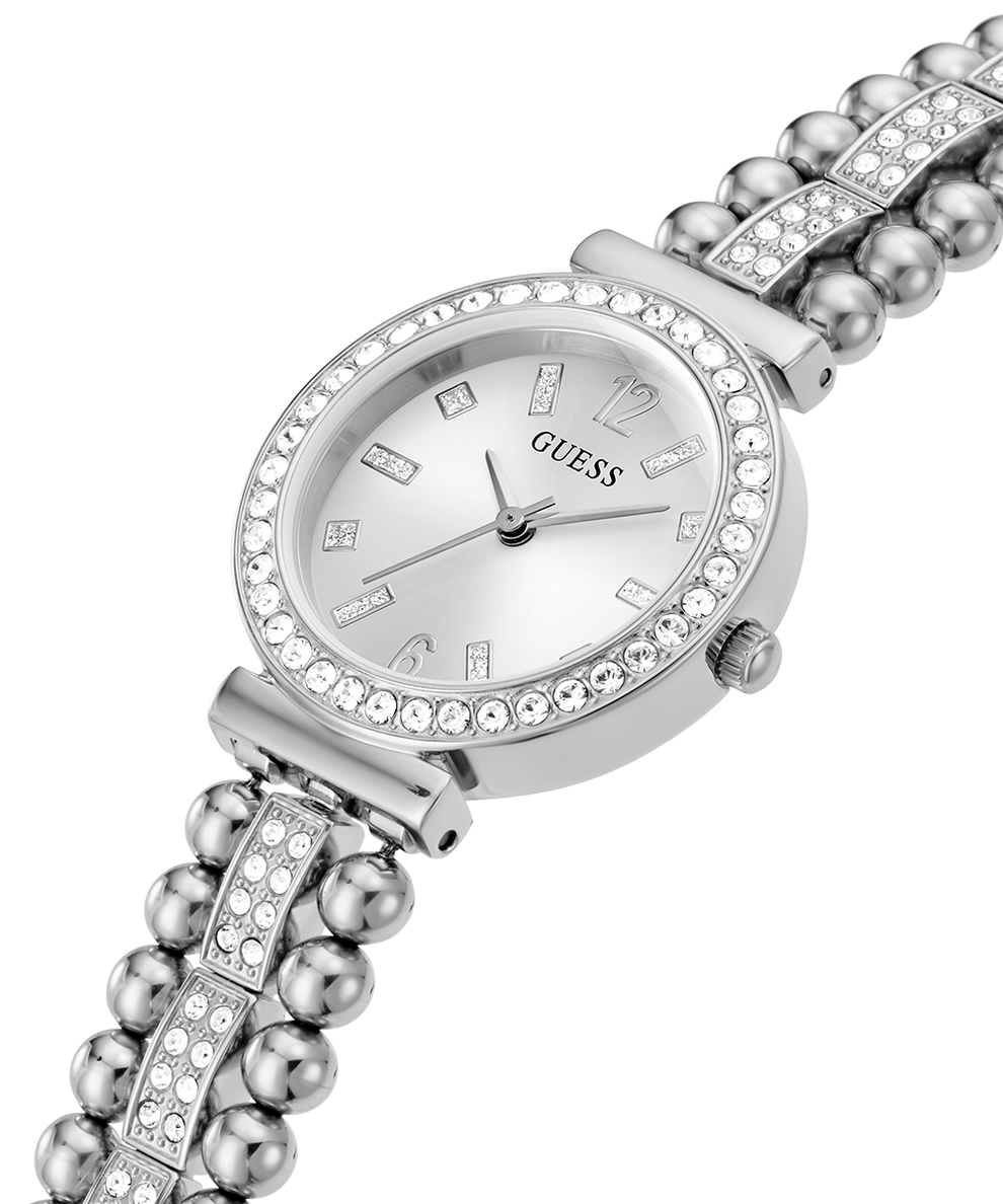 Guess Gala Diamonds Silver Dial Silver Steel Strap Watch for Women - GW0401L1