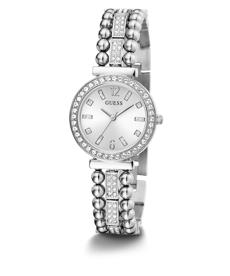 Guess Gala Diamonds Silver Dial Silver Steel Strap Watch for Women - GW0401L1