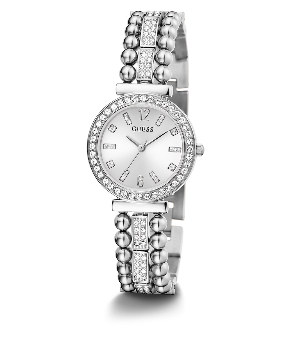 Guess Gala Diamonds Silver Dial Silver Steel Strap Watch for Women - GW0401L1