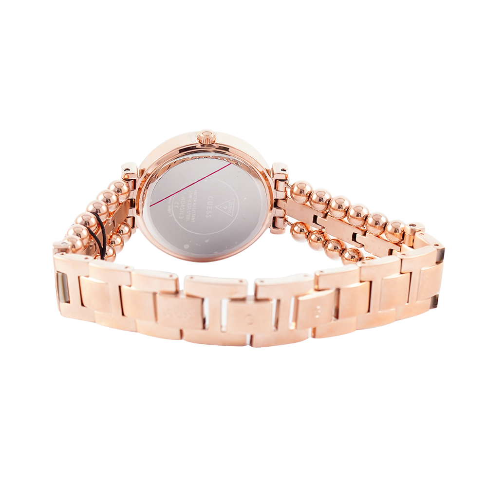 Guess Gala Diamonds Silver Dial Gold Steel Strap Watch for Women - GW0401L3