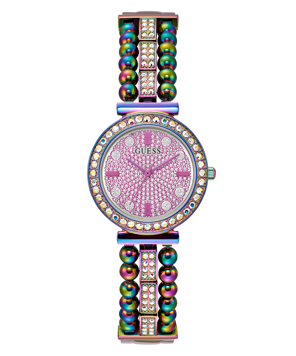 Guess Intricate Iridescent Crystals Purple Dial Purple Steel Strap Watch for Women - GW0401L4