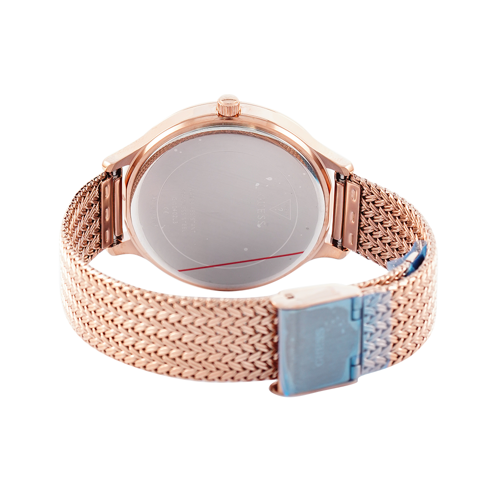 Guess Soiree Diamonds Rose Gold Dial Rose Gold Mesh Bracelet Watch for Women - GW0402L3