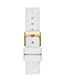 Guess Crown Jewel Multifunction Diamonds White Dial White Leather Strap Watch for Women - GW0411L1