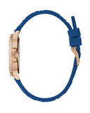 Guess Crown Jewel Diamonds White Dial Blue Rubber Strap Watch for Women - GW0411L2