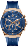 Guess Poseidon Chronograph Blue Dial Blue Silicone Strap Watch For Men - GW0425G3