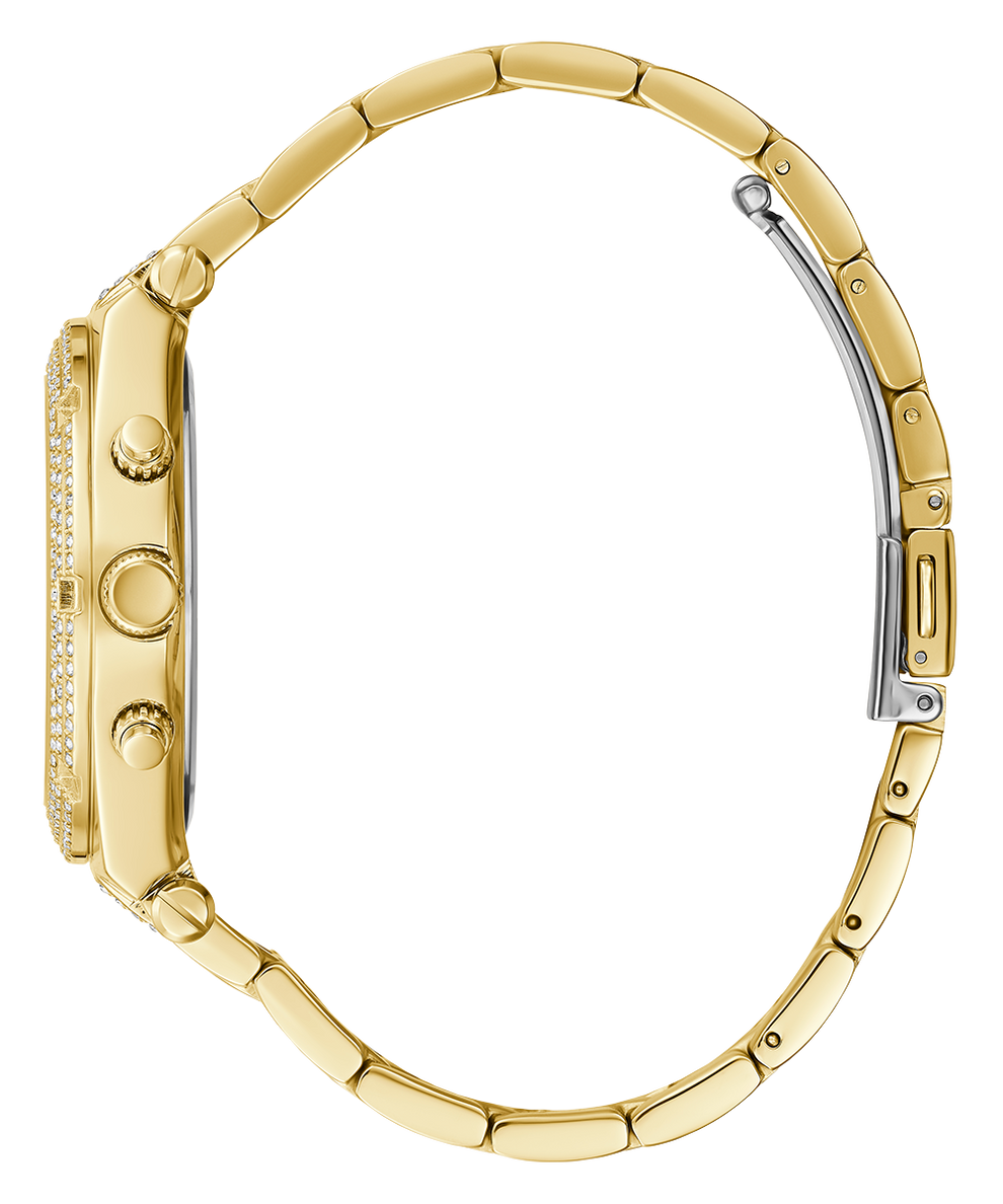 Guess Heiress Multifunction Diamonds Gold Dial Gold Steel Strap Watch for Women - GW0440L2
