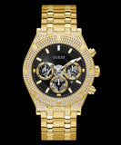 Guess Multifunction Diamonds Black Dial Gold Steel Strap Watch for Men - GW0455G2