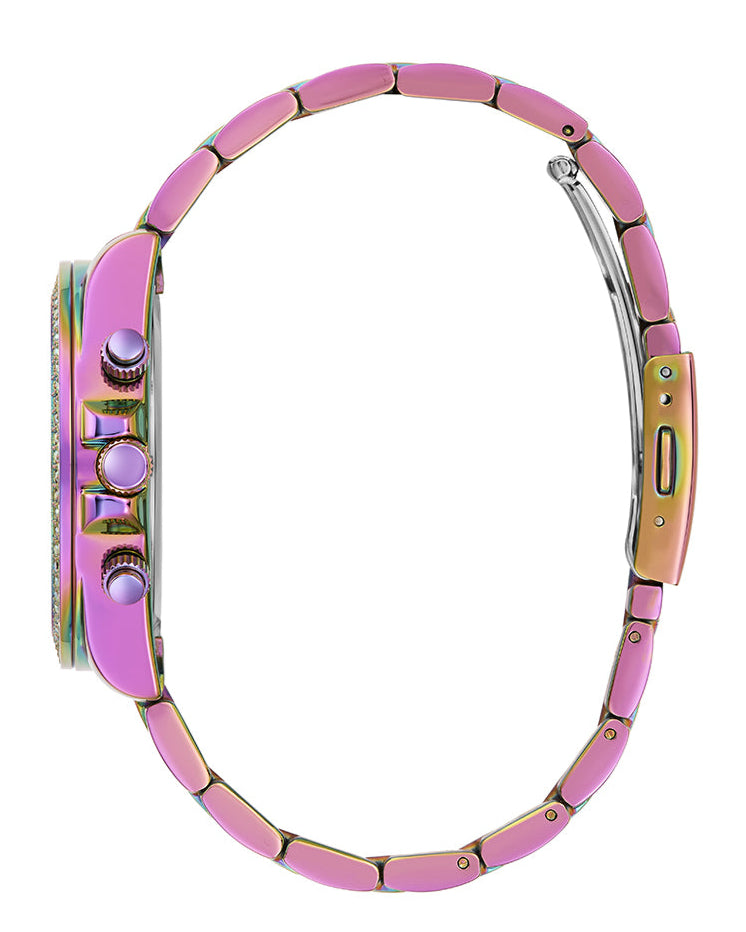 Guess Confetti Chronograph Crystals Multicolor Dial Purple Steel Strap Watch For Women - GW0483L5