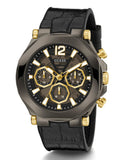 Guess Edge Chronograph Black Dial Black Leather Strap Watch For Men - GW0492G1