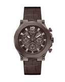 Guess Edge Chronograph Brown Dial Brown Leather Strap Watch For Men - GW0492G2