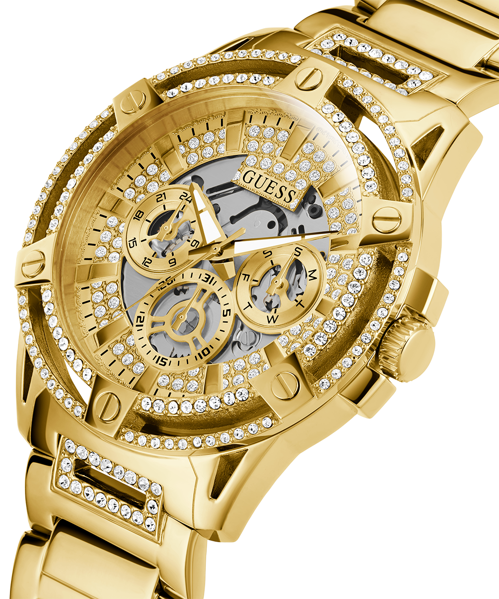 Guess Queen Quartz Gold Dial Gold Steel Strap Watch For Men - GW0497G2