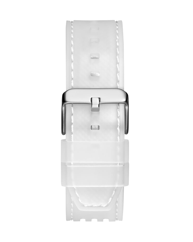 Guess Phoenix Quartz Burgundy Dial Transparent Silicone Strap Watch For Men - GW0499G9