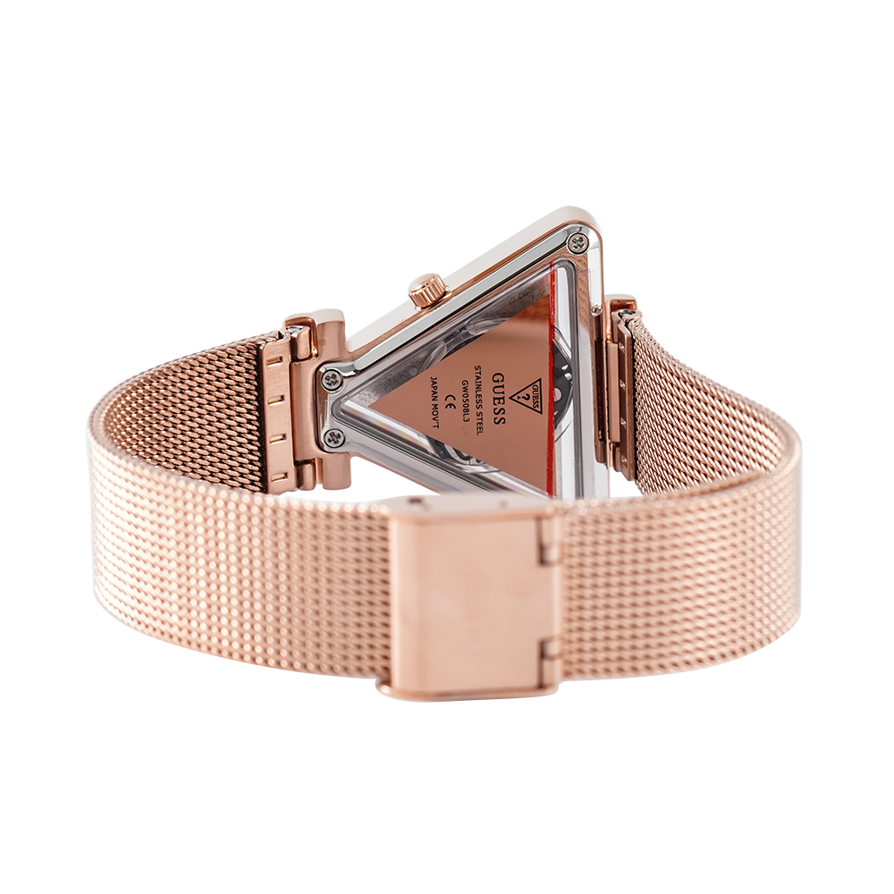 Guess Fame Diamonds Rose Gold Dial Rose Gold Mesh Bracelet Watch for Women - GW0508L3