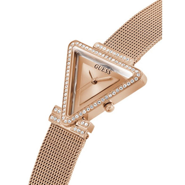 Guess Fame Diamonds Rose Gold Dial Rose Gold Mesh Bracelet Watch for Women - GW0508L3