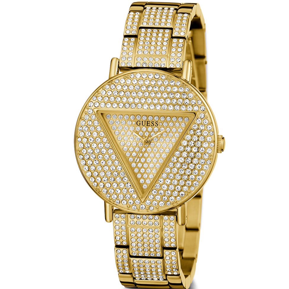 Guess Trend Diamonds Gold Dial Gold Steel Strap Watch for Women - GW0512L2