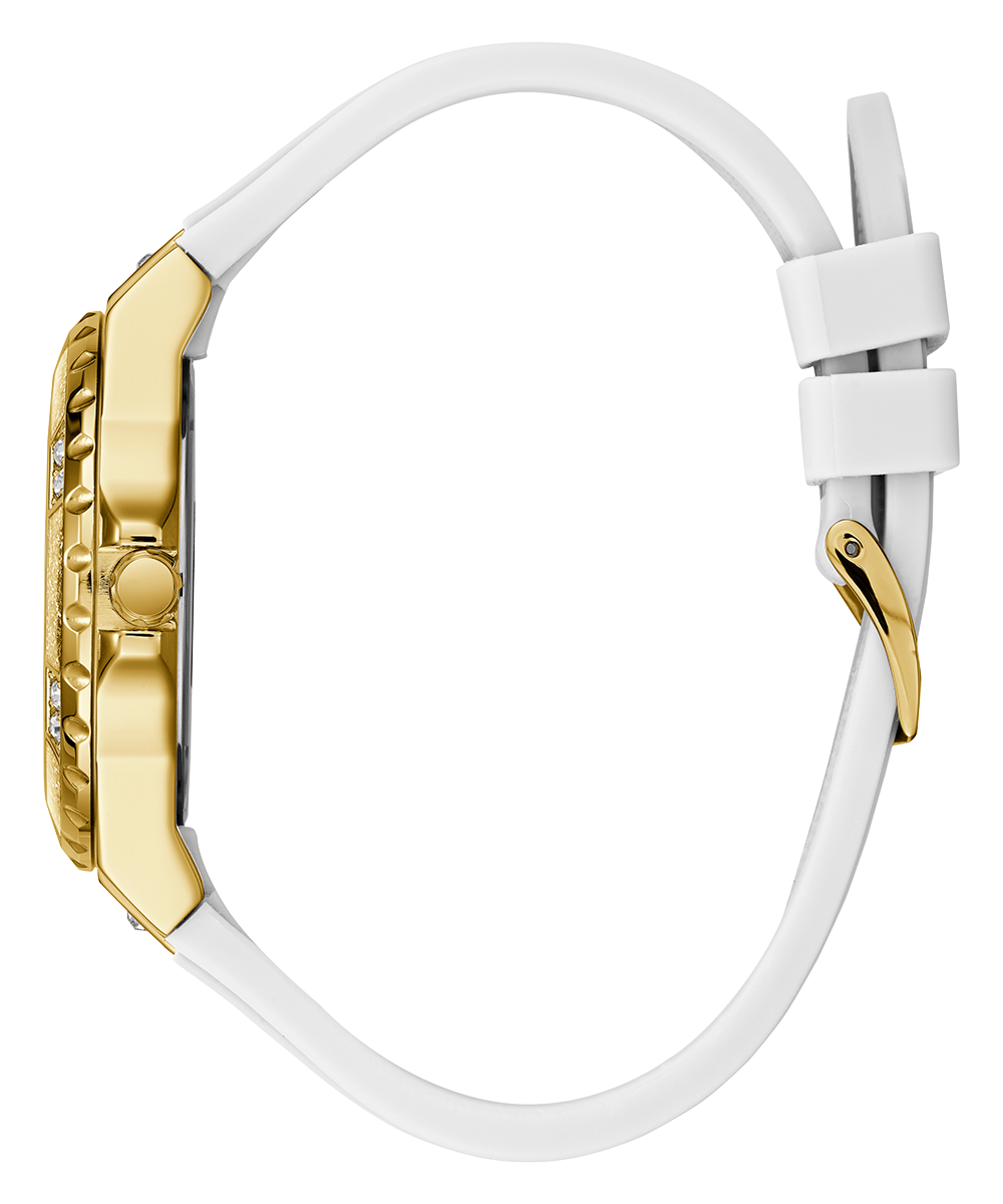 Guess Multifunction Gold Dial White Rubber Strap Watch for Women - GW0519L2