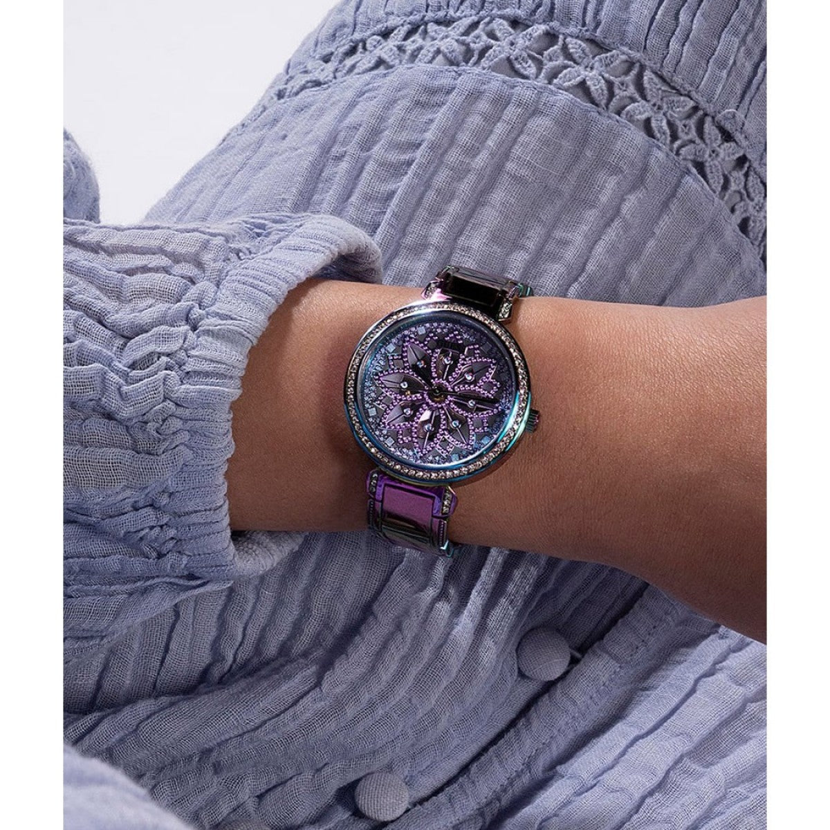 Guess Lily Analog Purple Dial Purple Steel Strap Watch For Women - GW0528L4