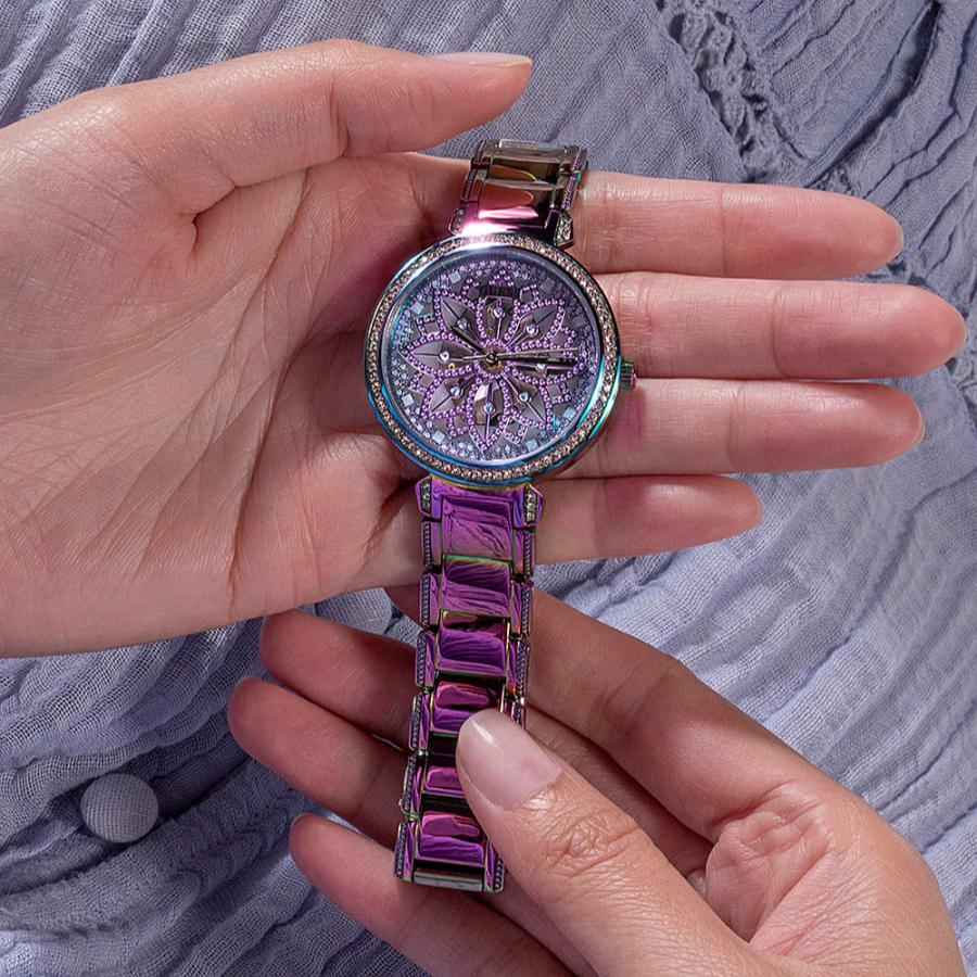 Guess Lily Analog Purple Dial Purple Steel Strap Watch For Women - GW0528L4