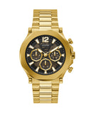 Guess Edge Chronograph Black Dial Gold Steel Strap Watch For Men - GW0539G2