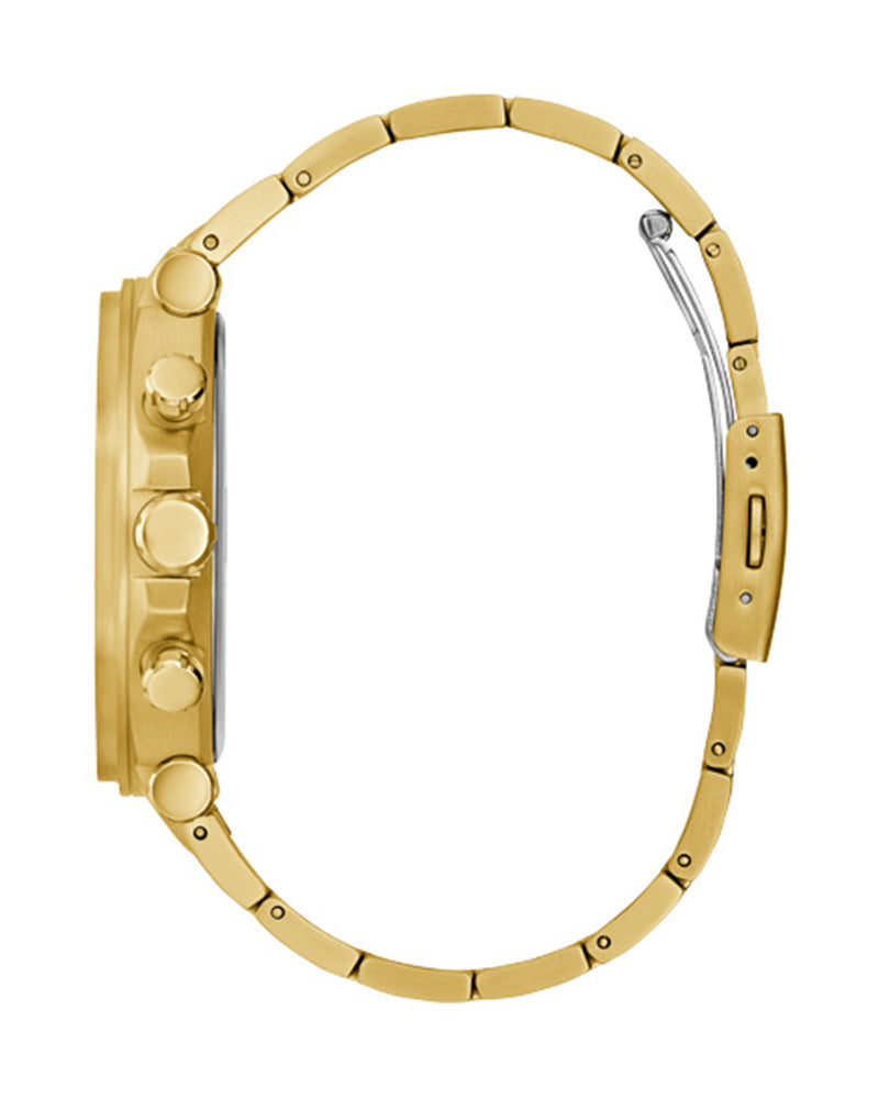 Guess Edge Chronograph Black Dial Gold Steel Strap Watch For Men - GW0539G2