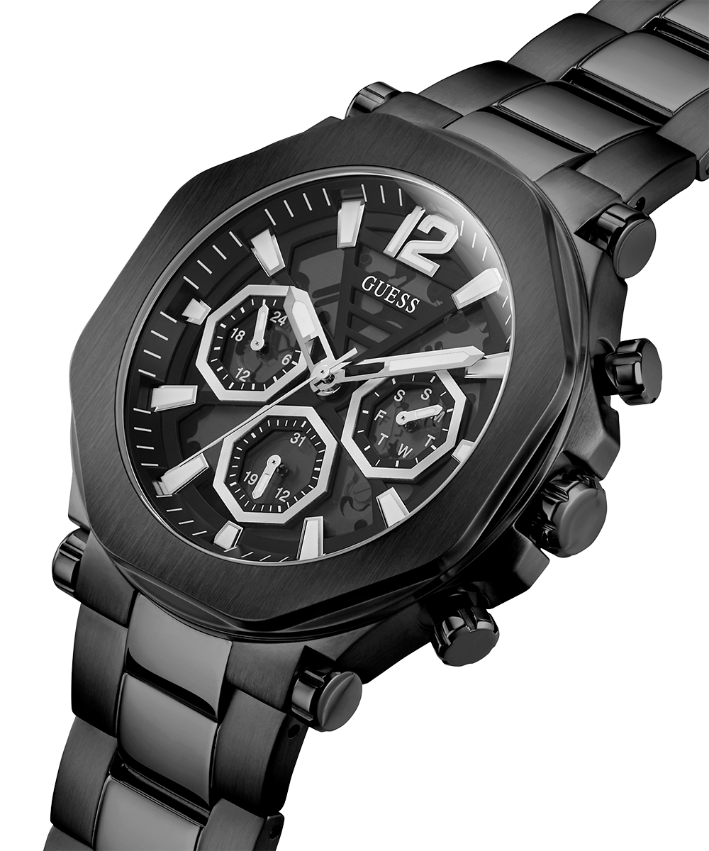 Guess Edge Chronograph Black Dial Black Steel Strap Watch For Men - GW0539G3