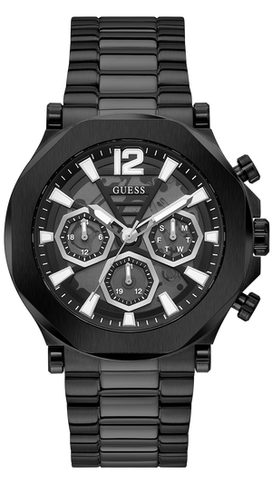 Guess Edge Chronograph Black Dial Black Steel Strap Watch For Men - GW0539G3