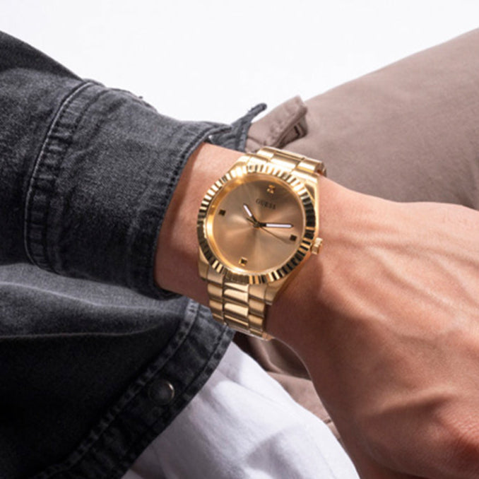 Guess Connoisseur Analog Gold Dial Gold Steel Strap Watch For Men - GW0542G2