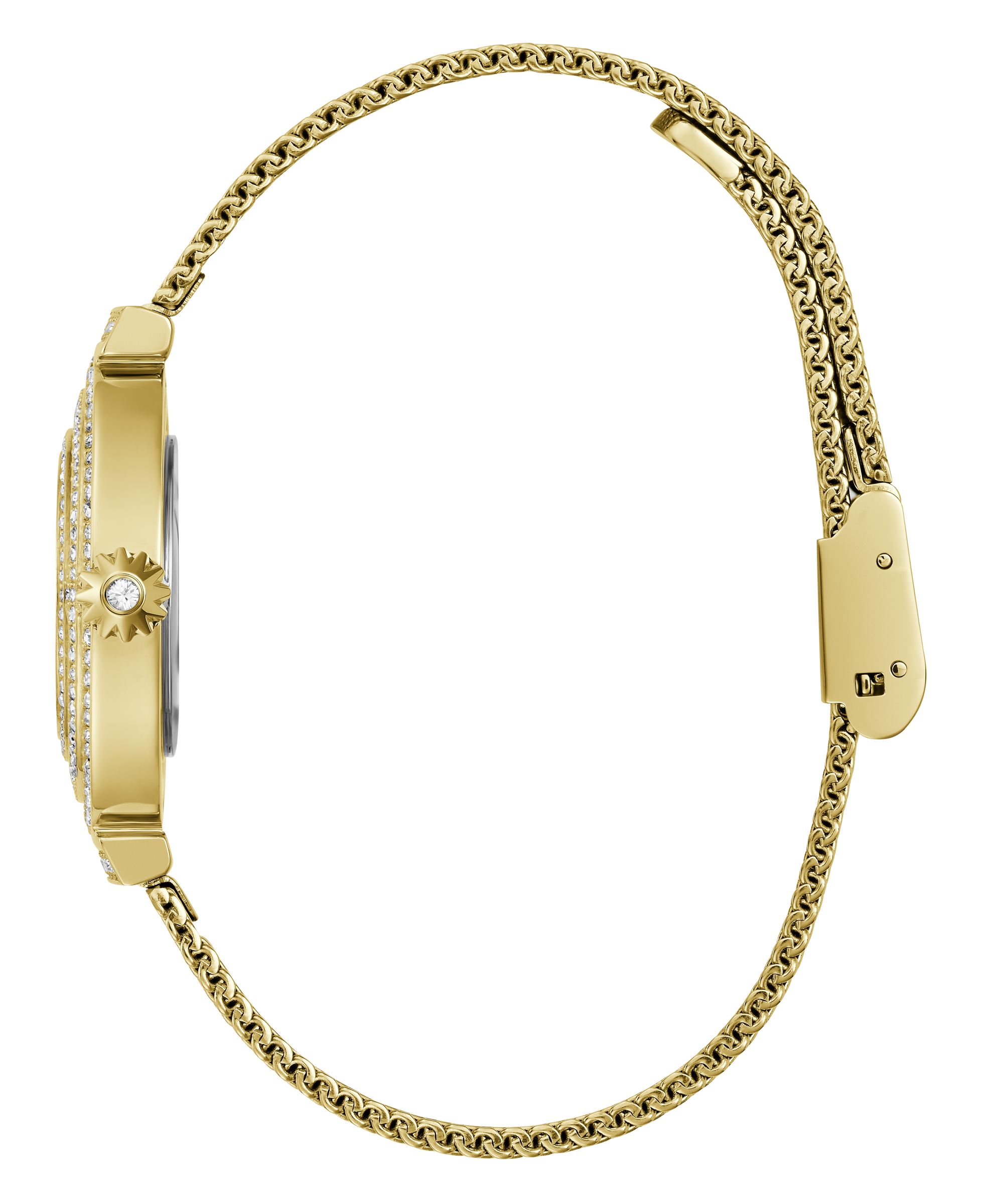 Guess Dream Quartz Gold Dial Gold Mesh Strap Watch For Women - GW0550L2