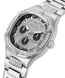 Guess Duke Glitz Black Dial Silver Steel Strap Watch For Men - GW0576G1