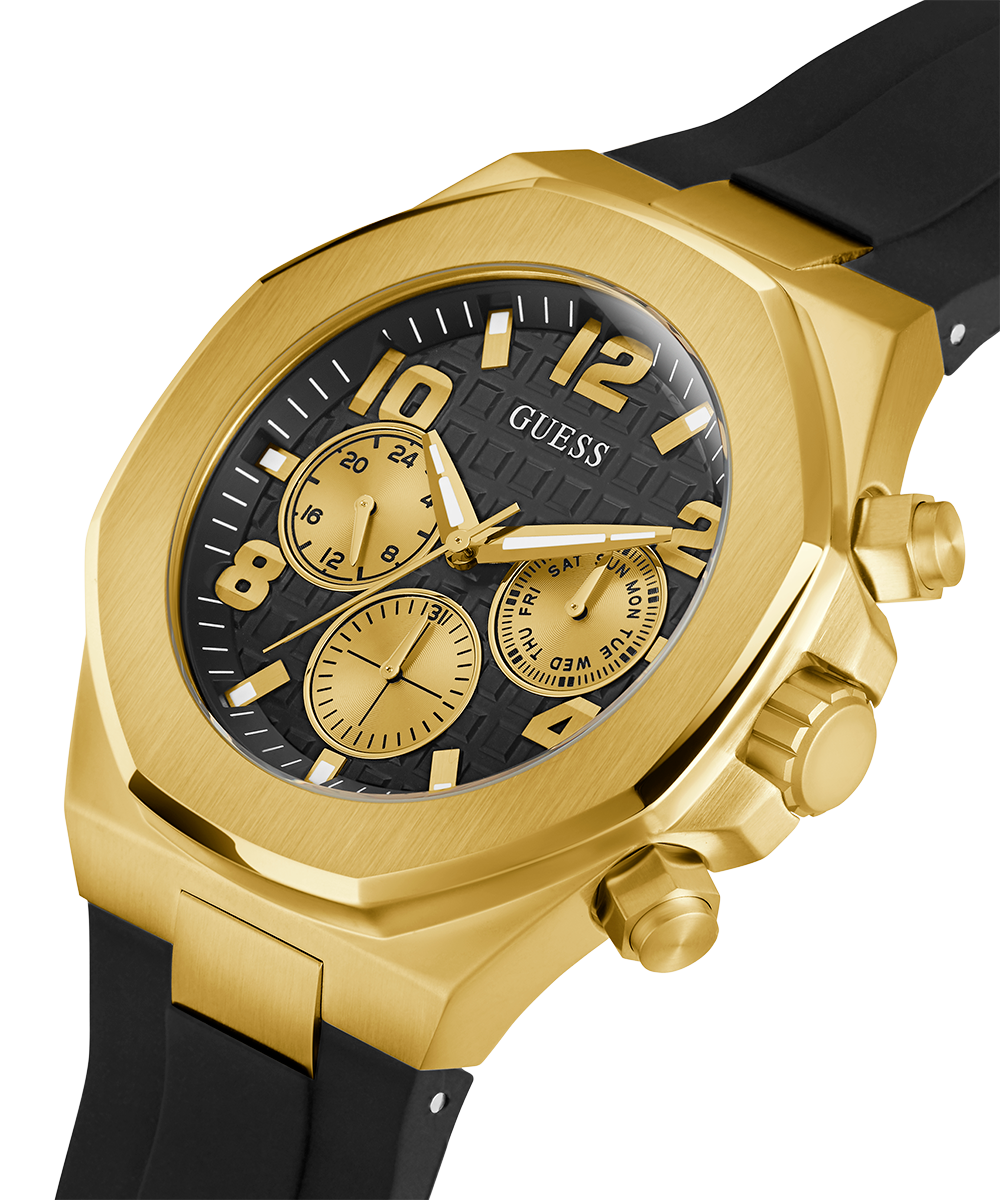 Guess Empire Chronograph Quartz Black Dial Black Silicon Strap Watch For Men - GW0583G2