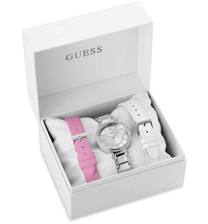 Guess Montage Quartz Silver Dial Silver Steel Strap Watch For Women - GW0588L2