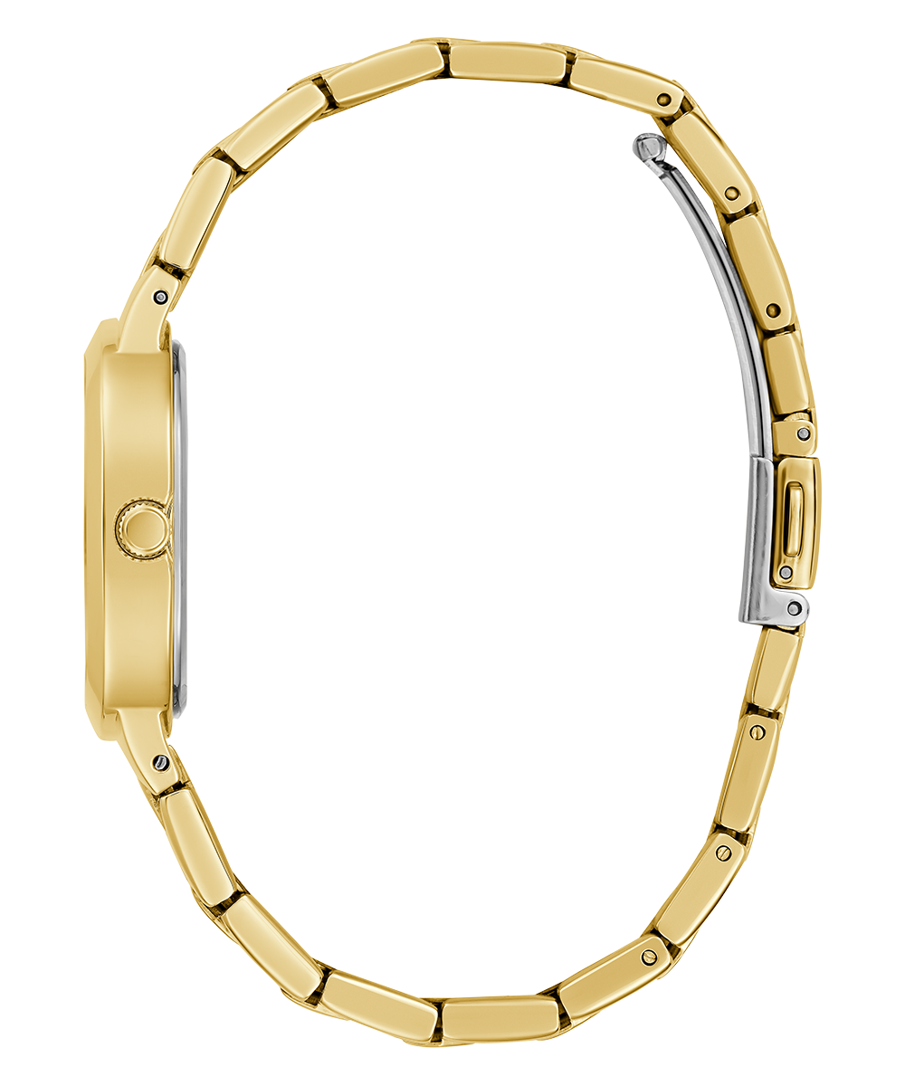 Guess Cubed Analog Gold Dial Gold Steel Strap Watch For Women - GW0606L2