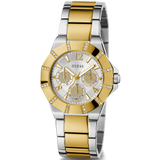 Guess Sunray Multifunction Silver Dial Two Tone Steel Strap Watch for Women - GW0616L2