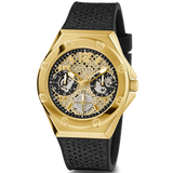 Guess Asteria Multifunction Gold Dial Black Rubber Strap Watch For Women - GW0620L2
