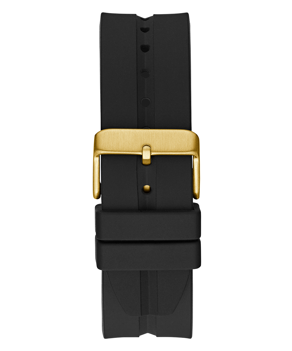 Guess King Quartz Crystals Gold Dial Black Silicone Strap Watch For Men - GW0537G2
