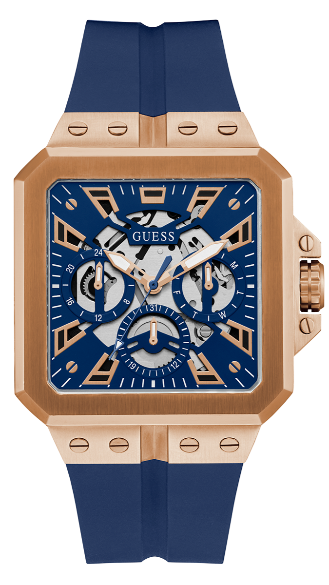 Guess Leo Chronograph Blue Dial Blue Silicone Strap Watch For Men - GW0637G3