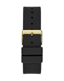 Guess Cubed Analog Gold Dial Black Silicone Strap Watch For Women - GW0665L1