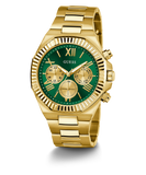 Guess Equity Analog Green Dial Gold Steel Strap Watch For Men - GW0703G2