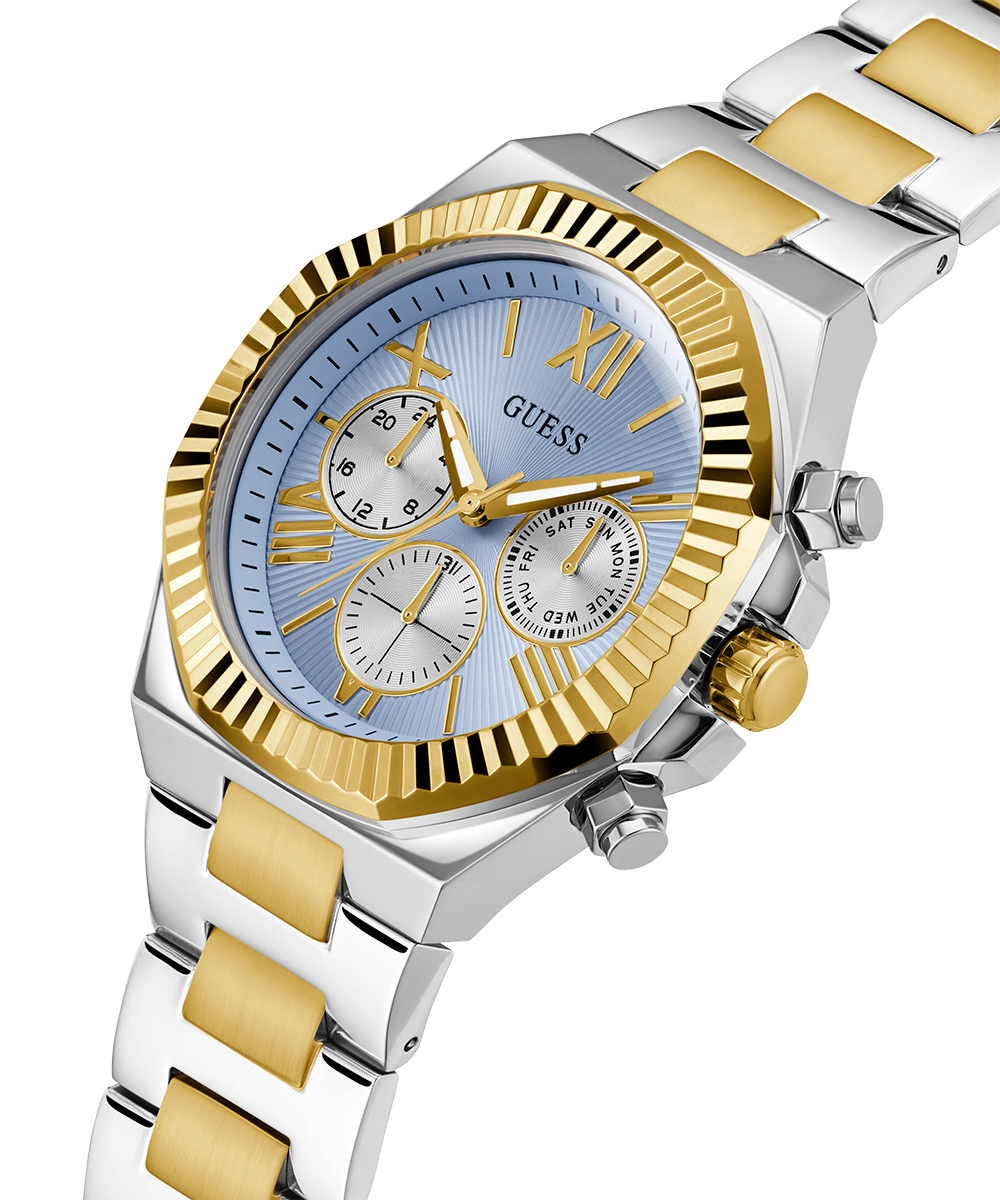 Guess Equity Analog Blue Dial Two Tone Steel Strap Watch For Men - GW0703G3