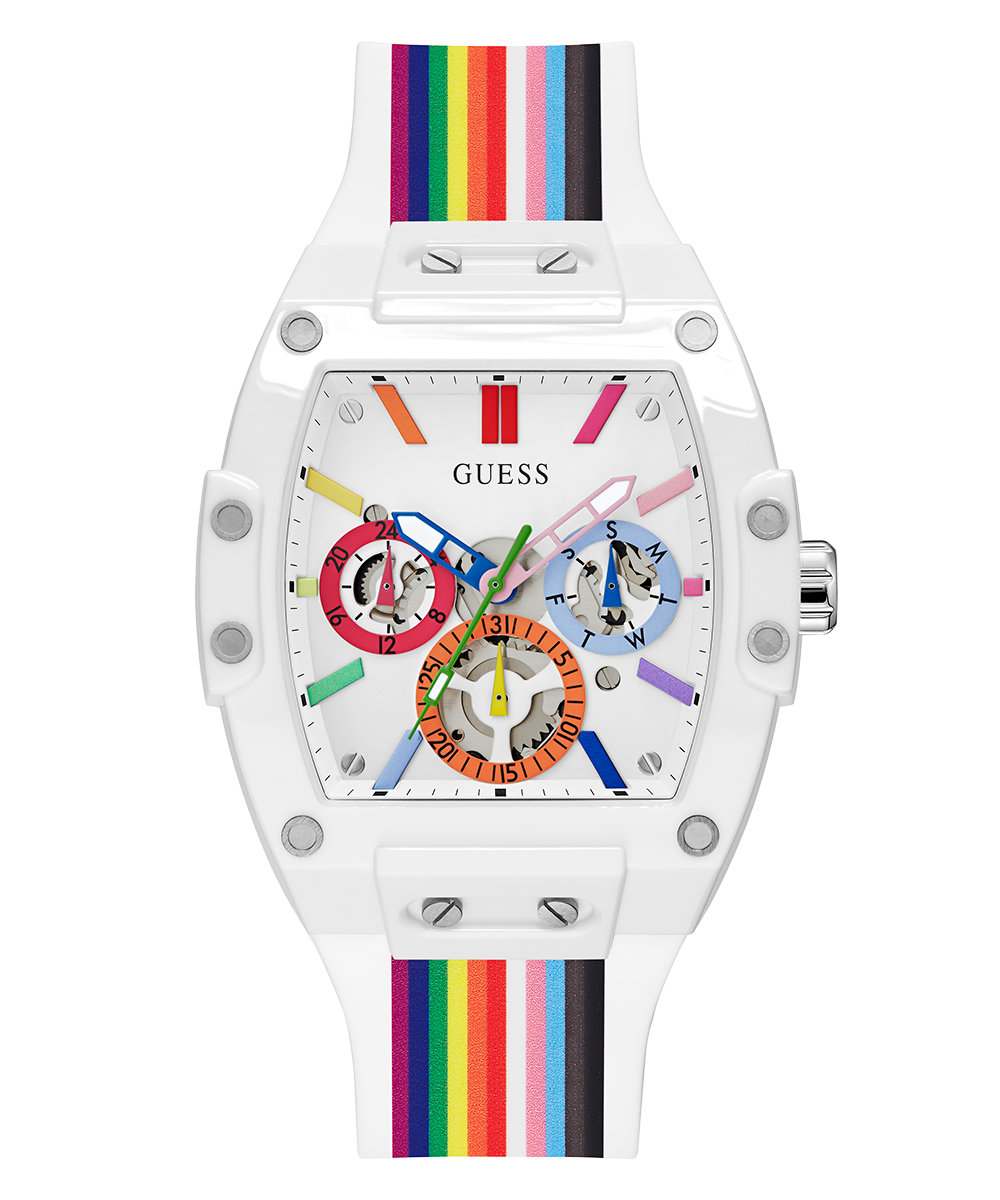 Guess Phoenix Analog White Dial White Silicone Strap Watch for Men - GW0720G1