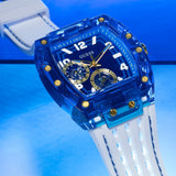 Guess Phoenix Multifunction Blue Dial White Rubber Strap Watch for Men - GW0499G6