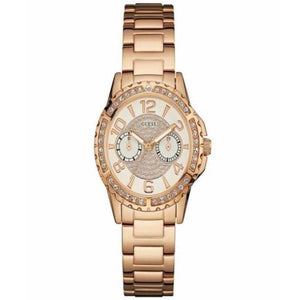 Guess Sassy Quartz White Dial Rose Gold Steel Strap Watch For Women - W0705L3